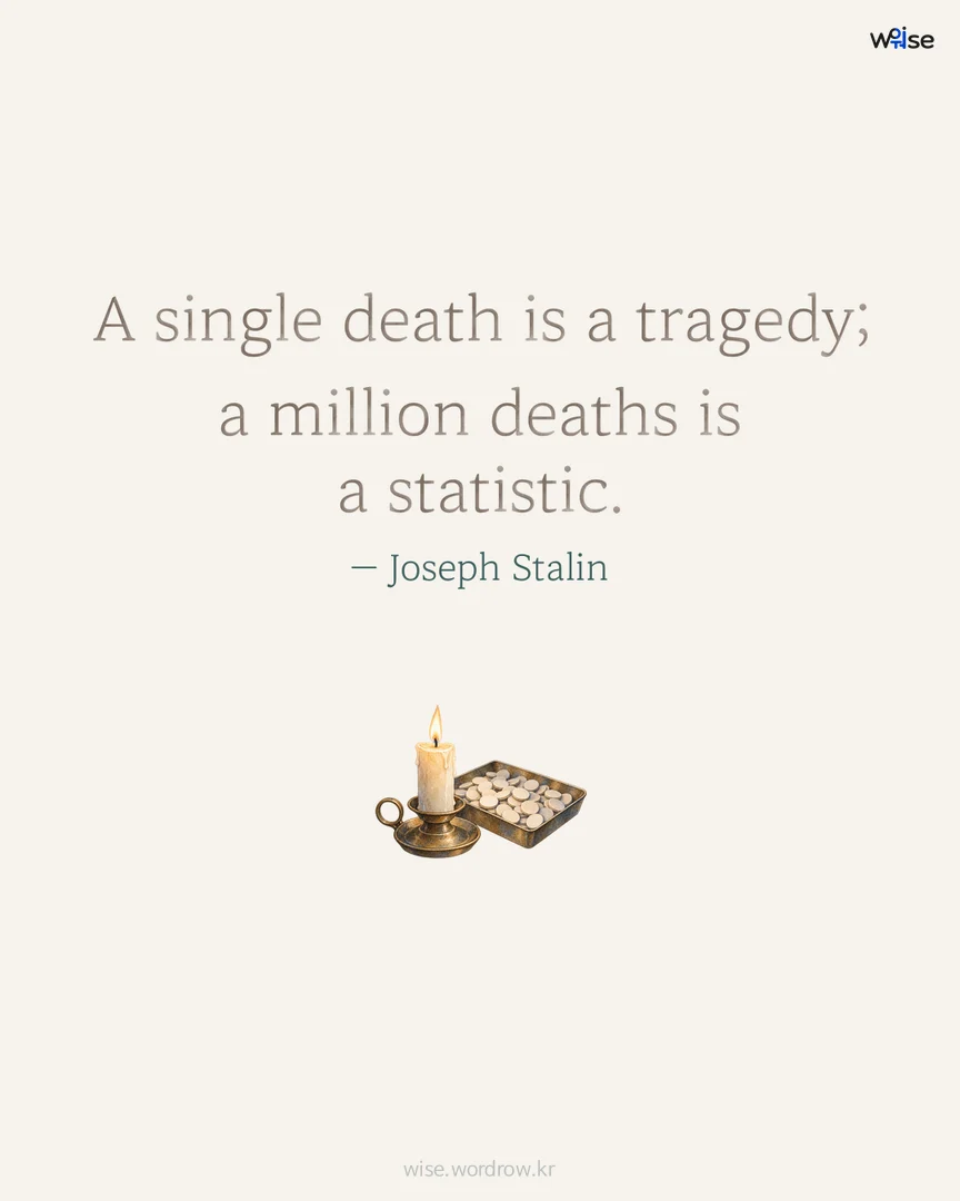 A single death is a tragedy; a million deaths is a statistic. — Joseph Stalin 포토카드