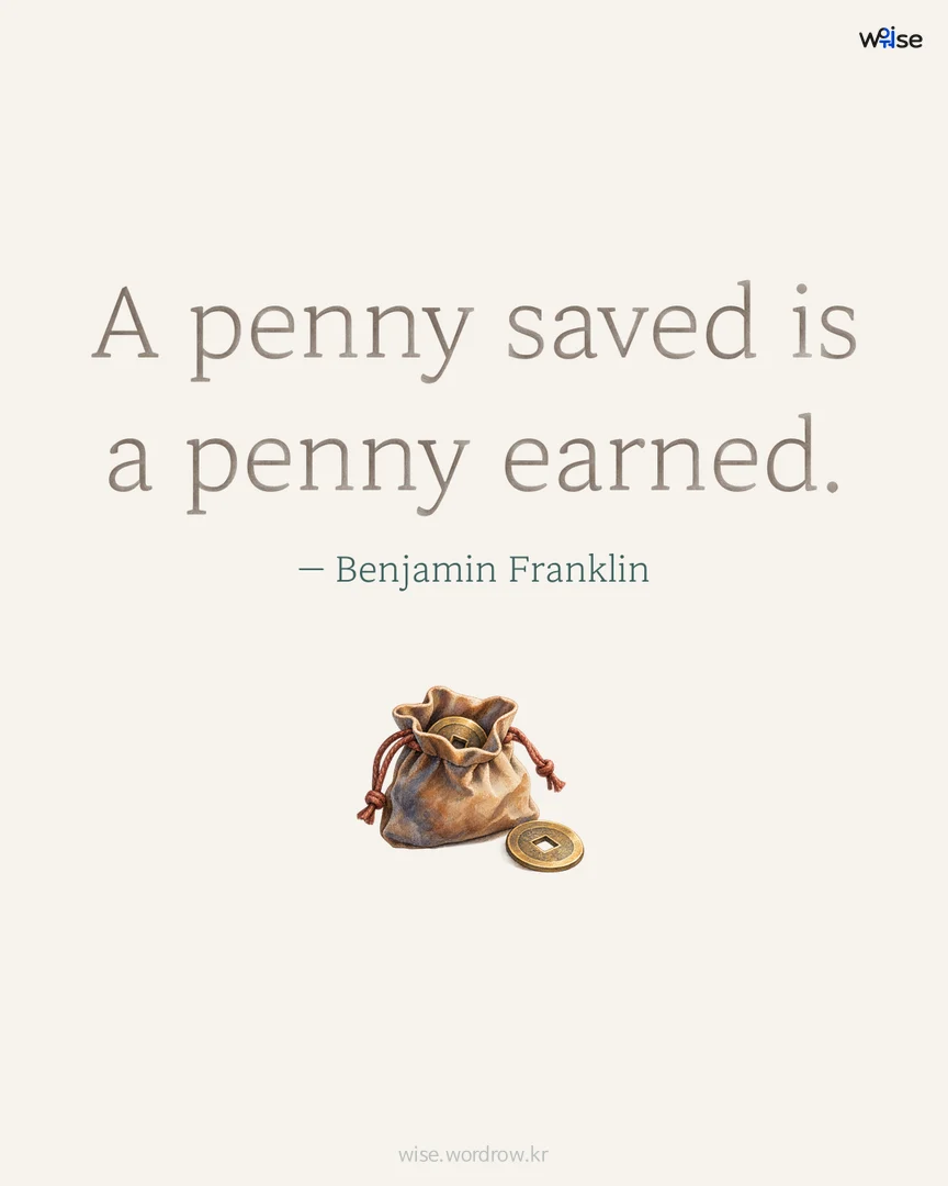 A penny saved is a penny earned. — Benjamin Franklin 포토카드