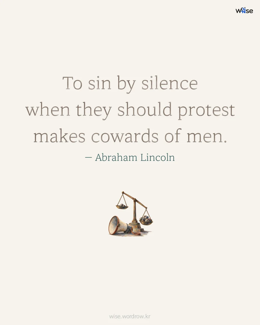 To sin by silence when they should protest makes cowards of men. — Abraham Lincoln 포토카드