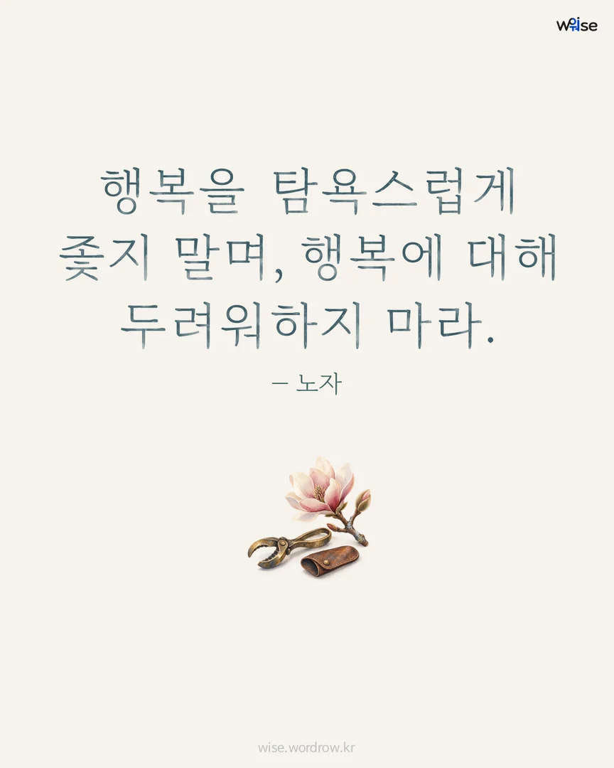행복을 탐욕스럽게 좇지 말며, 행복에 대해 두려워하지 마라. — 노자 포토카드