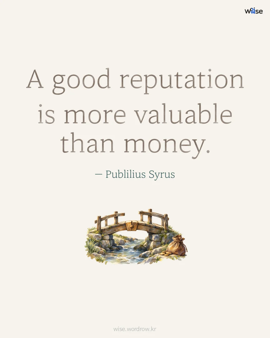 A good reputation is more valuable than money. — Publilius Syrus 포토카드