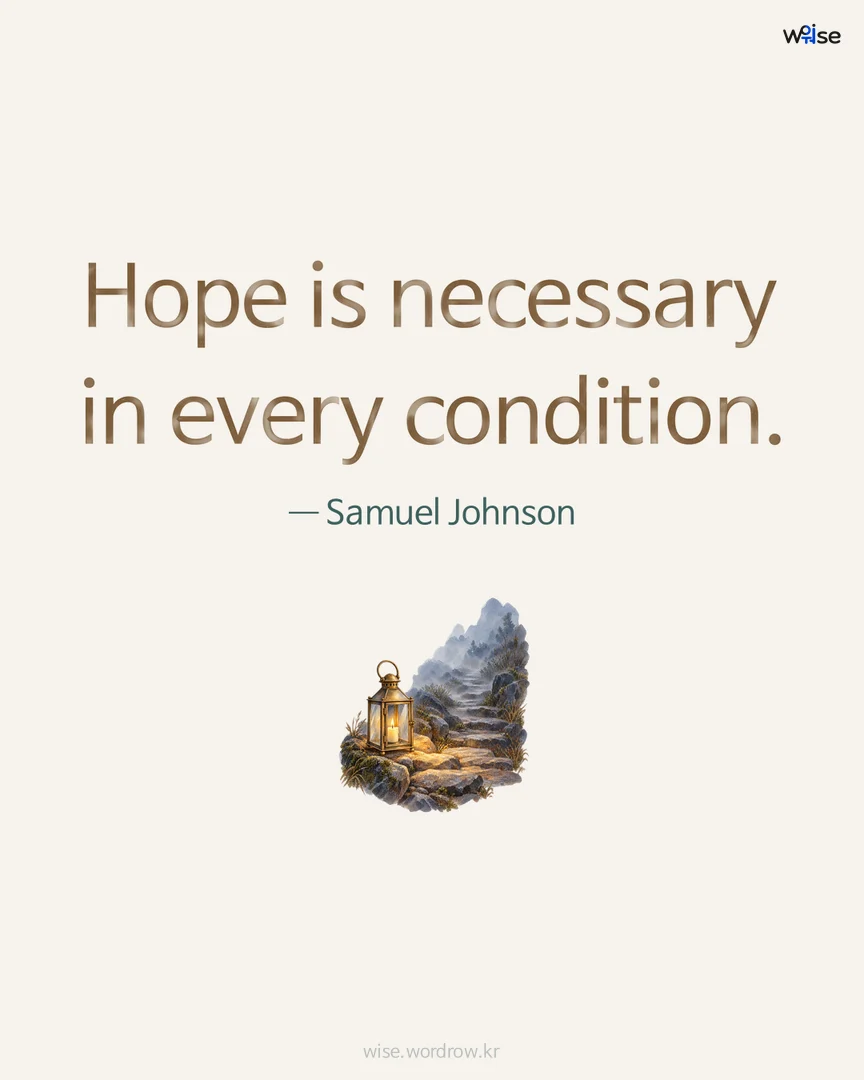 Hope is necessary in every condition. — Samuel Johnson 포토카드