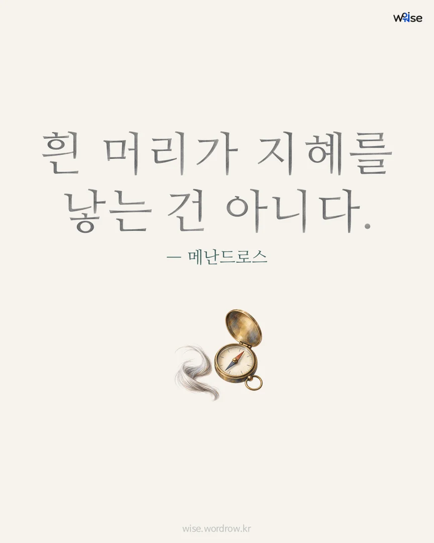 흰 머리가 지혜를 낳는 건 아니다. — 메난드로스 포토카드