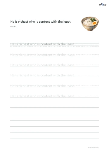 영어 따라쓰기 PDF 첫 페이지: He is richest who is content with the least.