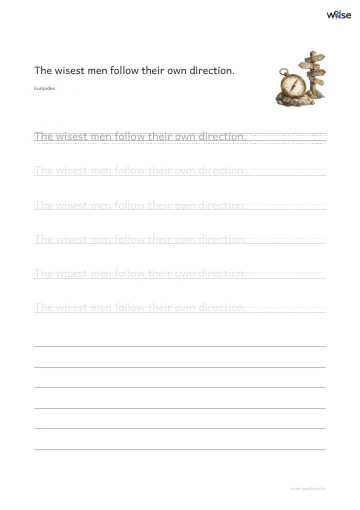 영어 따라쓰기 PDF 첫 페이지: The wisest men follow their own direction.