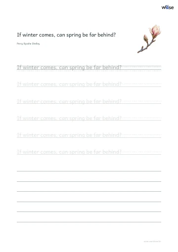 영어 따라쓰기 PDF 첫 페이지: If winter comes, can spring be far behind?