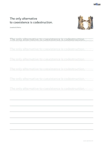 영어 따라쓰기 PDF 첫 페이지: The only alternative to coexistence is codestruction.