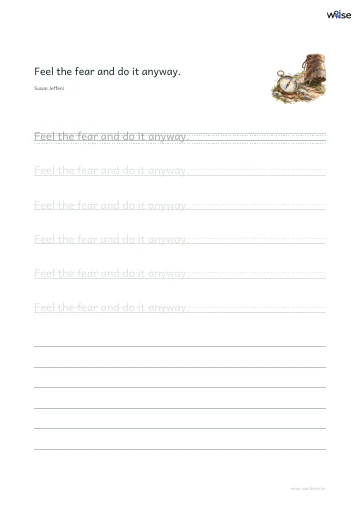 영어 따라쓰기 PDF 첫 페이지: Feel the fear and do it anyway.