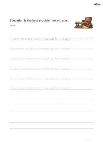 영어 따라쓰기 PDF 첫 페이지: Education is the best provision for old age.