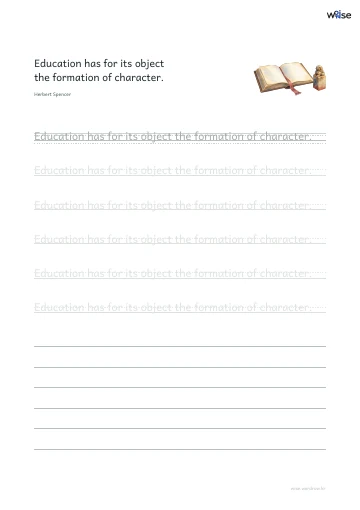 영어 따라쓰기 PDF 첫 페이지: Education has for its object the formation of character.