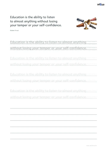 영어 따라쓰기 PDF 첫 페이지: Education is the ability to listen to almost anything without losing your temper or your self-confidence.