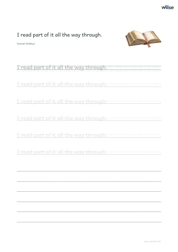 영어 따라쓰기 PDF 첫 페이지: I read part of it all the way through.