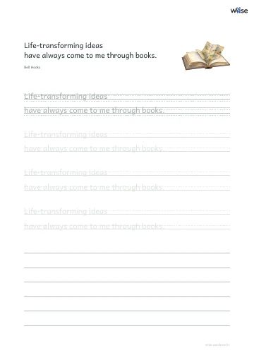 영어 따라쓰기 PDF 첫 페이지: Life-transforming ideas have always come to me through books.
