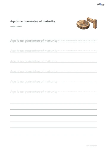 영어 따라쓰기 PDF 첫 페이지: Age is no guarantee of maturity.