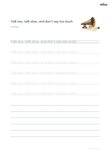 영어 따라쓰기 PDF 첫 페이지: Talk low, talk slow, and don't say too much
