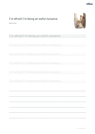영어 따라쓰기 PDF 첫 페이지: I'm afraid I'm being an awful nuisance.