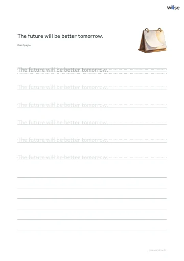 영어 따라쓰기 PDF 첫 페이지: The future will be better tomorrow.