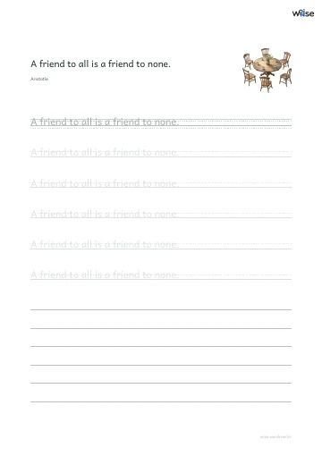 영어 따라쓰기 PDF 첫 페이지: A friend to all is a friend to none.