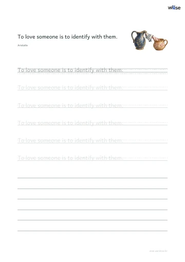 영어 따라쓰기 PDF 첫 페이지: To love someone is to identify with them.
