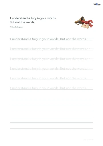 영어 따라쓰기 PDF 첫 페이지: I understand a fury in your words, But not the words.