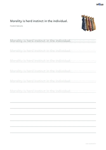 영어 따라쓰기 PDF 첫 페이지: Morality is herd instinct in the individual.
