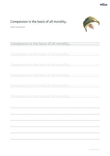 영어 따라쓰기 PDF 첫 페이지: Compassion is the basis of all morality.