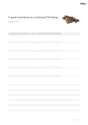 영어 따라쓰기 PDF 첫 페이지: A good conscience is a continual Christmas.