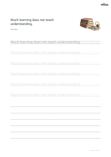 영어 따라쓰기 PDF 첫 페이지: Much learning does not teach understanding.