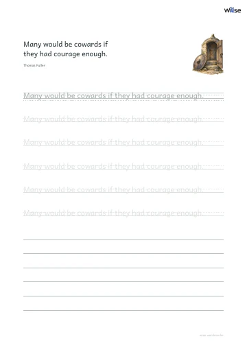 영어 따라쓰기 PDF 첫 페이지: Many would be cowards if they had courage enough.