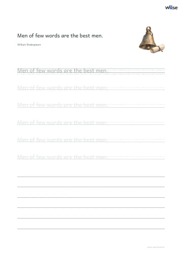 영어 따라쓰기 PDF 첫 페이지: Men of few words are the best men.