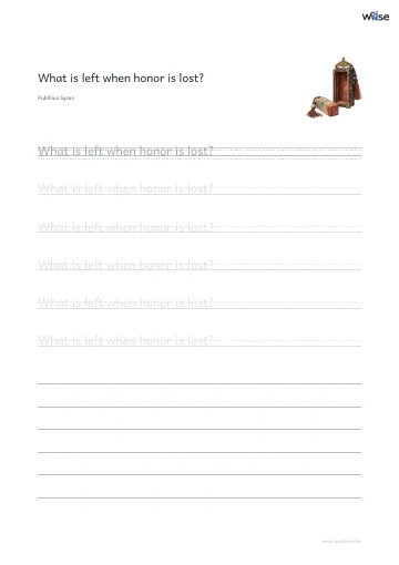 영어 따라쓰기 PDF 첫 페이지: What is left when honor is lost?