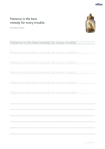 영어 따라쓰기 PDF 첫 페이지: Patience is the best remedy for every trouble.
