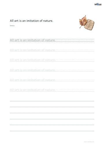 영어 따라쓰기 PDF 첫 페이지: All art is an imitation of nature.