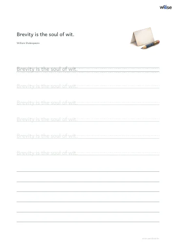 영어 따라쓰기 PDF 첫 페이지: Brevity is the soul of wit.