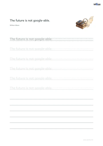 영어 따라쓰기 PDF 첫 페이지: The future is not google-able.