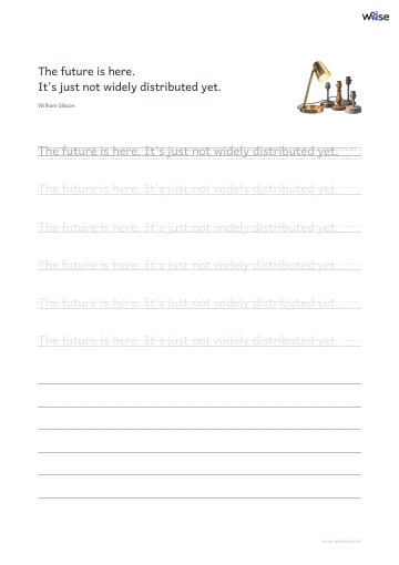 영어 따라쓰기 PDF 첫 페이지: The future is here. It's just not widely distributed yet.