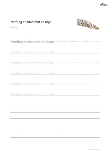 영어 따라쓰기 PDF 첫 페이지: Nothing endures but change.