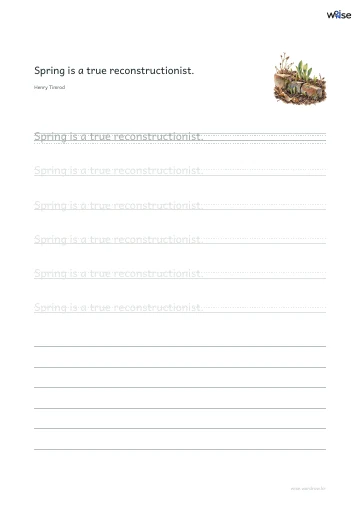 영어 따라쓰기 PDF 첫 페이지: Spring is a true reconstructionist.