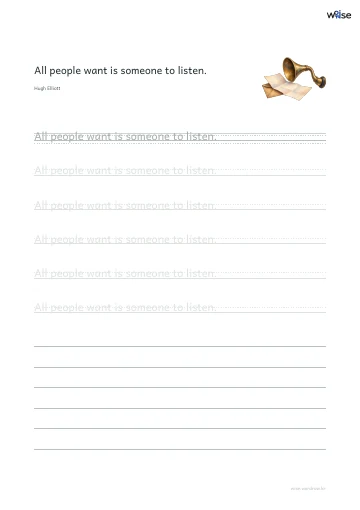 영어 따라쓰기 PDF 첫 페이지: All people want is someone to listen.