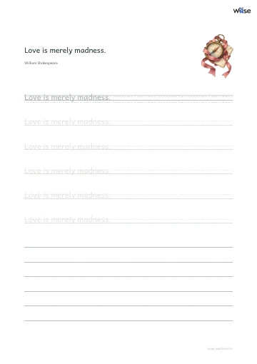 영어 따라쓰기 PDF 첫 페이지: Love is merely madness.