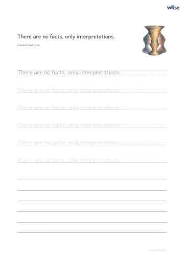 영어 따라쓰기 PDF 첫 페이지: There are no facts, only interpretations.