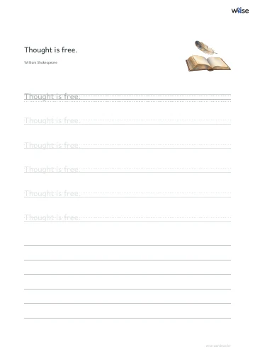 영어 따라쓰기 PDF 첫 페이지: Thought is free.