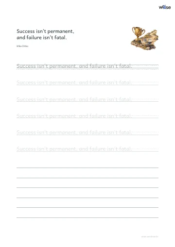 영어 따라쓰기 PDF 첫 페이지: Success isn't permanent, and failure isn't fatal.