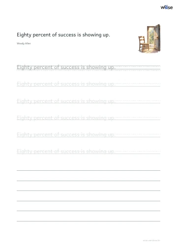 영어 따라쓰기 PDF 첫 페이지: Eighty percent of success is showing up.