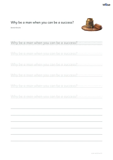 영어 따라쓰기 PDF 첫 페이지: Why be a man when you can be a success?