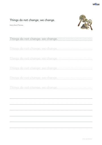 영어 따라쓰기 PDF 첫 페이지: Things do not change; we change.