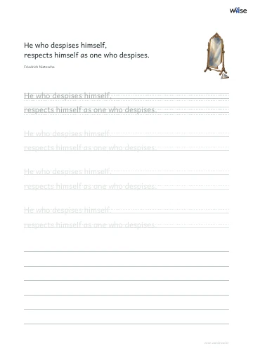 영어 따라쓰기 PDF 첫 페이지: He who despises himself, respects himself as one who despises.