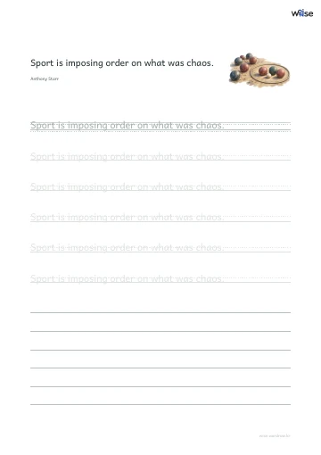 영어 따라쓰기 PDF 첫 페이지: Sport is imposing order on what was chaos.