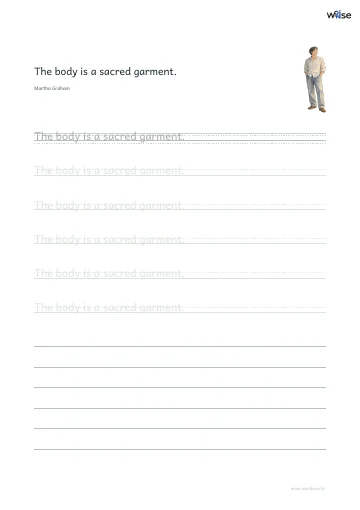 영어 따라쓰기 PDF 첫 페이지: The body is a sacred garment.