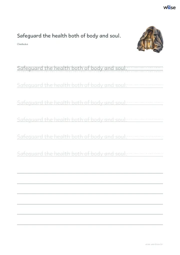 영어 따라쓰기 PDF 첫 페이지: Safeguard the health both of body and soul.